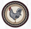 Earth Rugs CH-602 Black & White Rooster Round Chair Pad 15.5``x15.5``