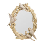 Benzara Polyresin Encased Mirror with Bird Accent, Gold