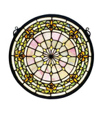 Meyda Lighting 49839 13" Round Fleur-de-Lis Medallion Stained Glass Window Panel