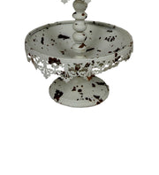 Benzara Rustic 3 Tier Iron Tray Rack with Spool Turned Design, Antique White