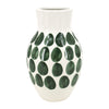Sagebrook Home 17938-03 Ceramic, 10" Forest Green Polk-A-Dot Flower Vase, White