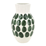 Sagebrook Home 17938-03 Ceramic, 10" Forest Green Polk-A-Dot Flower Vase, White