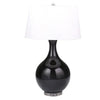 Benzara Glass Table Lamp with Pot Bellied Support and Round Base, Black