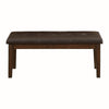 Benzara Fabric Padded Bench with Tufted Seat and Tapered Legs, Brown