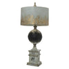 Benzara Vintage Metal Frame Table Lamp with Drum Shade, Antique White