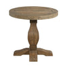 Benzara 26 Inch Round End Table with Pedestal Base, Brown