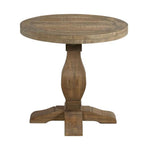 Benzara 26 Inch Round End Table with Pedestal Base, Brown