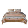 Benzara 3 Piece Microfiber Full Size Quilt Set with Chevron Print, Multicolor