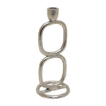 Sagebrook Home 18190-02 Metal, 10" Double Stack Taper Candleholder, Silver