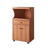 Benzara 2 Door Casters Supported Microwave Stand, Oak Brown