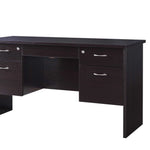 Benzara 55 Inches Wooden Desk with 4 Lockable Drawers, Dark Brown