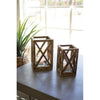 Kalalou CJAL1004 Recycled Wooden Lanterns with Glass Insert Set of 2