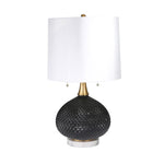 Sagebrook Home 50007-05 27" Cut Glass Round Table Lamp with Twin Pull, Black