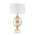 Sagebrook Home Metal 31`` Cage Table Lamp W/ Crystal Orb, Gold/Whi