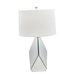 Sagebrook Home Glass 30`` Multi-Faceted Mirrortable Lamp, Silver