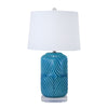 Sagebrook Home Ceramic 28`` Barrel Table Lamp,Teal