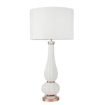 Sagebrook Home Glass 37`` Textured Double Gourdtable Lamp, White