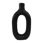 Sagebrook Home 18420-01 Ceramic, 9" Textured Cut-Out Vase, Black