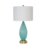 Sagebrook Home Glass 31`` Grooved Table Lamp, Turquoise