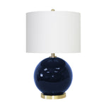Sagebrook Home Glass 25`` Round Table Lamp, Navy Blue