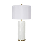 Sagebrook Home Glass 30`` Cylindrical Table Lamp, White