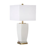 Sagebrook Home Glass 29`` Honeycomb Texture Table Lamp, White