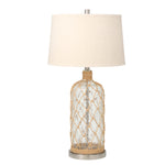 Sagebrook Home Glass 29`` Table Lamp W/ Rope Net Overlay, Clear