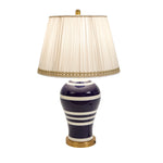 Sagebrook Home Ceramic 30`` Table Lamp Navy Blue W/White Stripes