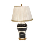 Sagebrook Home Ceramic 30`` Table Lamp Black W/White Stripes