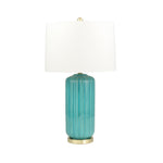 Sagebrook Home Ceramic 29`` Fluted Column Table Lamp, Teal