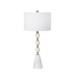 Sagebrook Home 50313-01 35" Marble 3 Ball Cone Base Table Lamp, White/Gold
