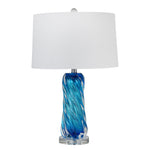 Sagebrook Home Glass 25`` Swirl Table Lamp, Turquoise Blue