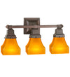 Meyda Lighting 50362 20"W Bungalow Frosted Amber 3 LT Vanity Light Ceiling Fixtures