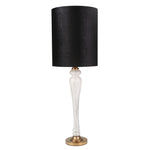 Sagebrook Home Glass 42`` Marble Look Pillar Table Lamp, White