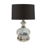 Sagebrook Home 50438 28" Glass & Stainless Steel Table Lamp, Silver/Clear