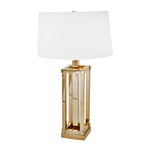 Sagebrook Home Stainless Steel 27`` Square Column Table Lamp, Gold