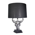 Sagebrook Home 50471-03 27" Polyresin Ox Skull Table Lamp, Silver