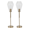 Sagebrook Home Set of 2 Metal 28`` Glass Shade Table Lamps, Gold