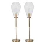 Sagebrook Home Set of 2 Metal 28`` Glass Shade Table Lamps, Gold