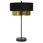 Sagebrook Home Metal 28`` Table Lamp W/ Usb, Outlet, Black/Gold