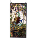 Meyda Lighting 50562 19"W X 40"H Tiffany Peacock Wisteria Stained Glass Window Panel