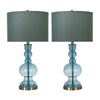 Sagebrook Home Set of 2 Glass 25`` Table Lamps, Blue