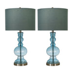 Sagebrook Home Set of 2 Glass 25`` Table Lamps, Blue