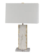 Sagebrook Home Marble 28`` Table Lamp W/Crystal Base, Gray/Gold