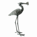 SPI Home 50606 Cast Iron Garden Single Crane Eating Fish - Garden Decor