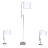 Sagebrook Home 50642 24"/57" Metal Table & Floor Lamp, Silver - Kd, Set of 3