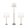 Sagebrook Home 50643 26"/65" Metal/Glass Table & Floor Lamp, Silver-Kd, Set of 3