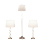 Sagebrook Home 50643 26"/65" Metal/Glass Table & Floor Lamp, Silver-Kd, Set of 3