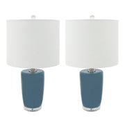 Sagebrook Home Set of 2 Ceramic 25`` Table Lamps, Blue