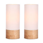 Sagebrook Home 50663 11" Wood Canister Table Lamps, Brown, Set of 2